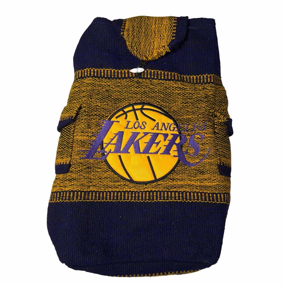 Los Angeles Lakers NBA Woven Serape Style Embroidered Drawstring Backpack Bag